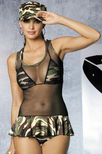 Прозрачное платье в стиле милитари - купить 